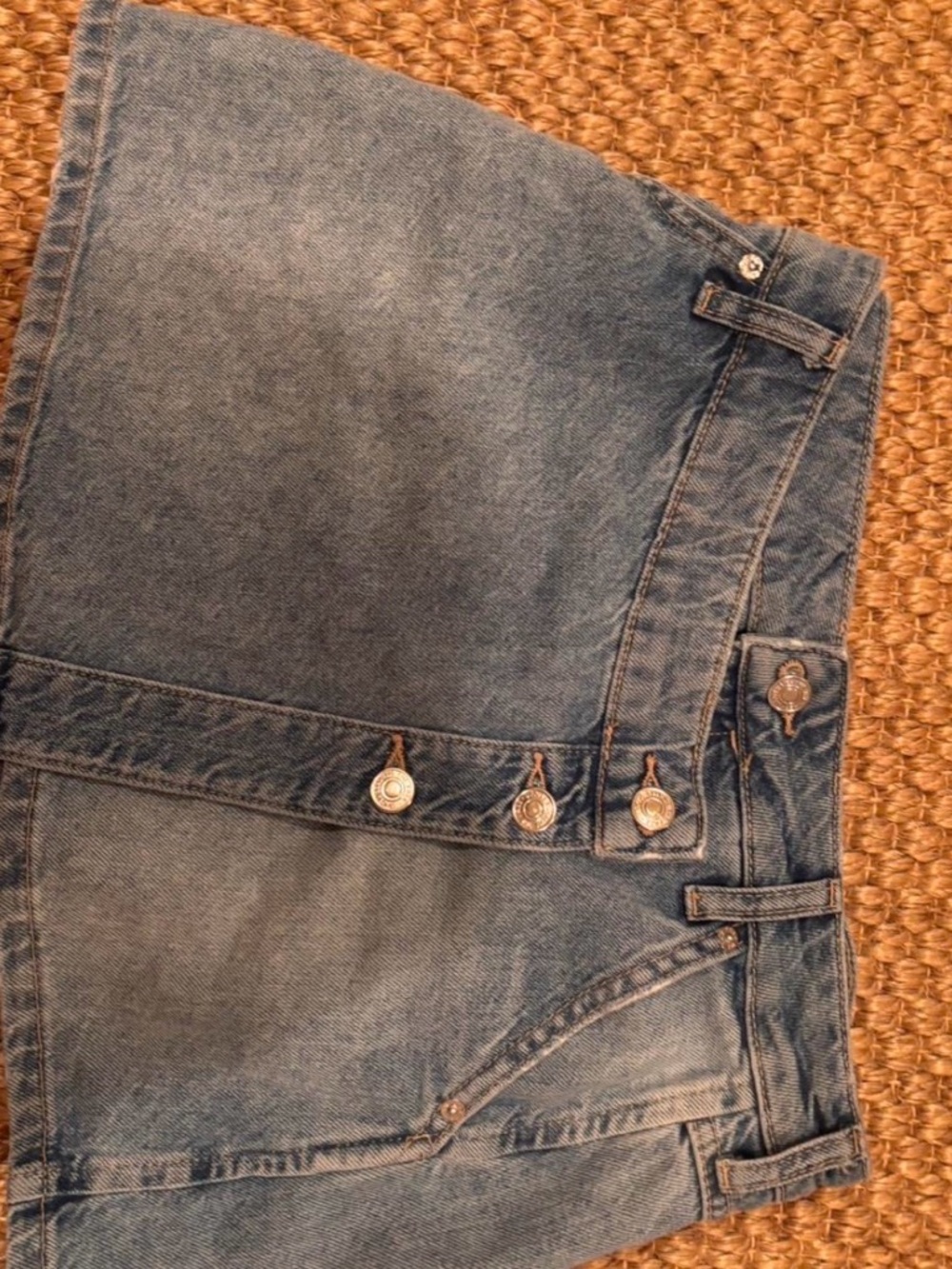 We The Free Mid Wash Blue Denim Button-Front Skirt